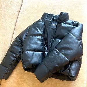 Zara fake leather puffer jacket